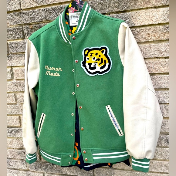 Human Made Varsity Jacket in leather Sz Large letterman humanmade Japan - Picture 1 of 4